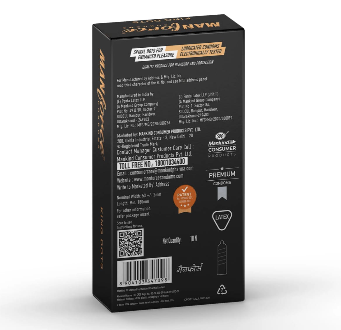 Manforce King Dots Premium Condoms, 10 Count, Pack of 1 Manforce King Dots Premium Condoms, 10 Count, Pack of 1