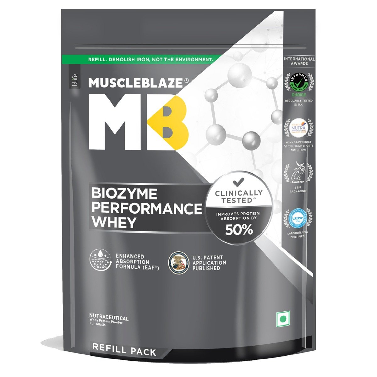 MuscleBlaze Biozyme Performance Whey Protein Rich Chocolate Flavour Powder, 1 kg Refill Pack, Pack of 1 MuscleBlaze Biozyme Performance Whey Protein Rich Chocolate Flavour Powder, 1 kg Refill Pack, Pack of 1