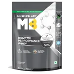 MuscleBlaze Biozyme Performance Whey Protein Rich Chocolate Flavour Powder, 1 kg Refill Pack | 25g Protein Per Scoop | Clinically Tested 50% Higher Protein Absorption