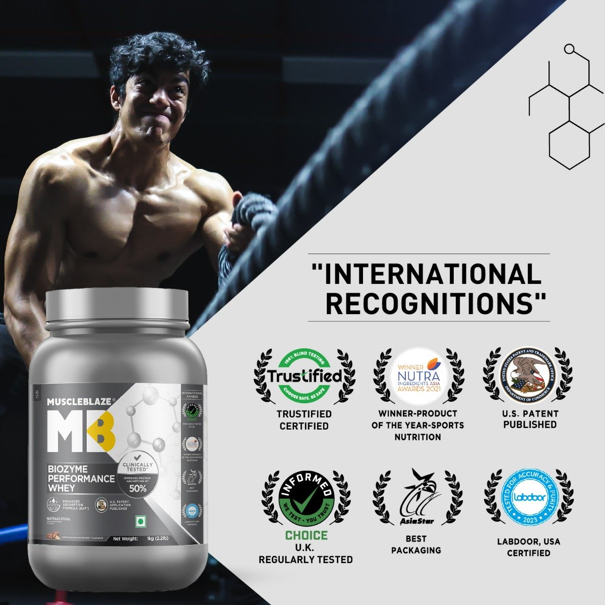 MuscleBlaze Biozyme Performance Whey Protein Chocolate Hazelnut Flavour Powder, 1 kg, Pack of 1 MuscleBlaze Biozyme Performance Whey Protein Chocolate Hazelnut Flavour Powder, 1 kg, Pack of 1