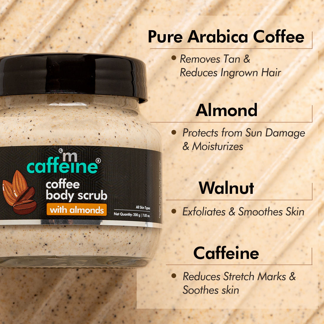 Mcaffeine Coffee Body Scrub with Almonds, 200 gm Price, Uses, Side