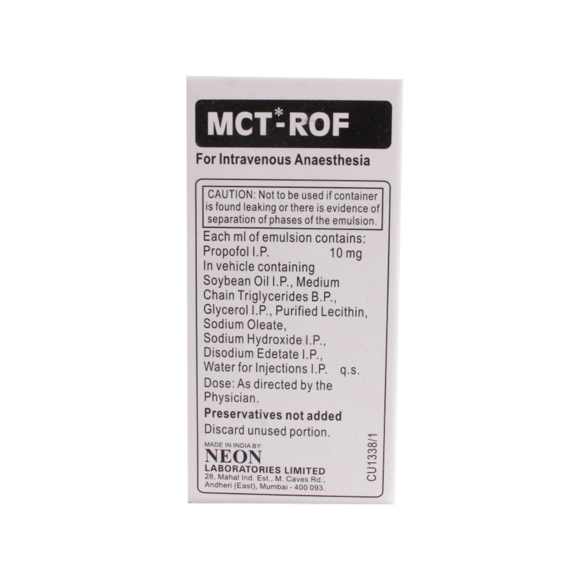 Mct-Rof 20ml Injection, Pack of 1 Injection Mct-Rof 20ml Injection, Pack of 1 Injection