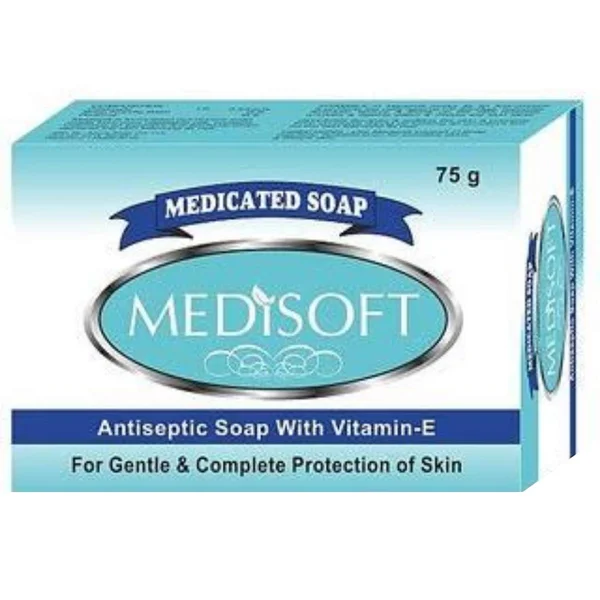 Medisoft Medicated Soap 75 gm |With Vitamin E | Antiseptic Soap | For Gentle &amp; Complete Skin Protection, Pack of 1