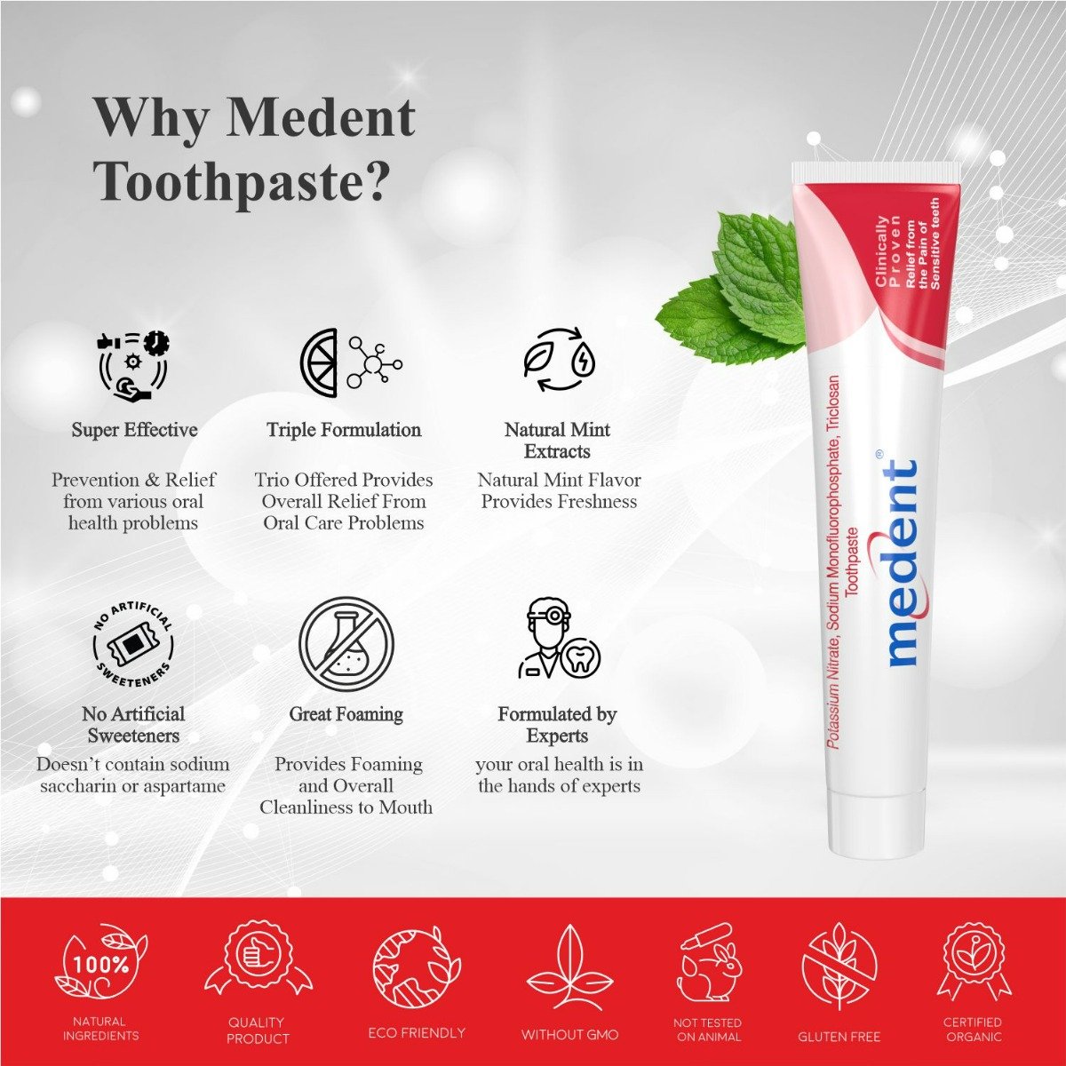 Medent Toothpaste, 100 gm, Pack of 1 Medent Toothpaste, 100 gm, Pack of 1