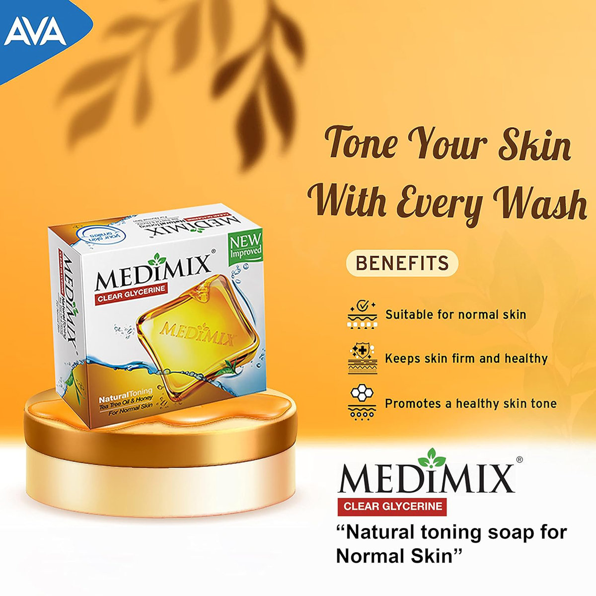 Medimix Clear Glycerine Natural Toning Soap 100 gm | Tea Tree Oil & Honey | Maintain Natural Skin Tone | For Normal Skin Medimix Clear Glycerine Natural Toning Soap 100 gm | Tea Tree Oil & Honey | Maintain Natural Skin Tone | For Normal Skin