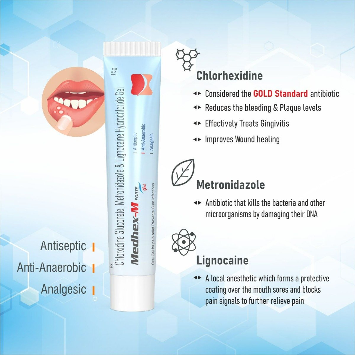 Medhex-M Forte Gel 15 gm, Pack of 1 GEL Medhex-M Forte Gel 15 gm, Pack of 1 GEL