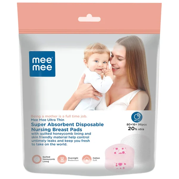 Mee Mee Ultra Thin Super Absorbent Disposable Maternity Nursing Breast Pads, 96 Count, Pack of 1