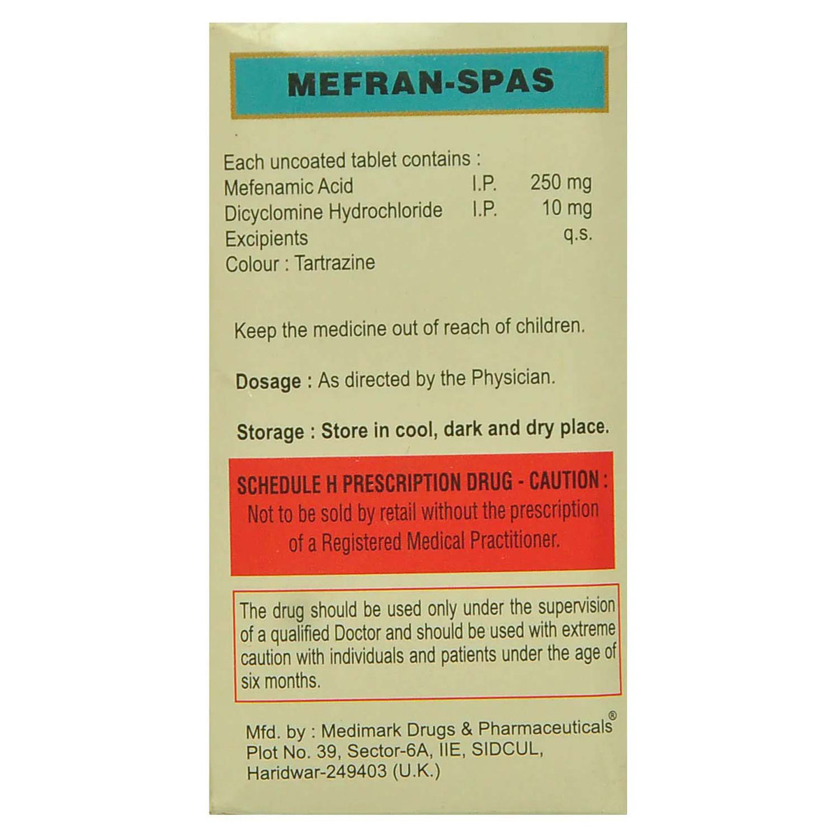 Mefran Spas Tablet 10's, Pack of 10 TABLETS Mefran Spas Tablet 10's, Pack of 10 TABLETS