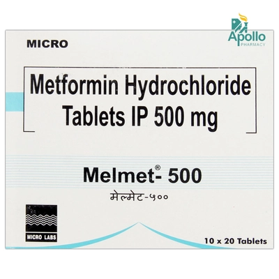 Melmet 500 Tablet 20's, Pack of 20 TABLETS