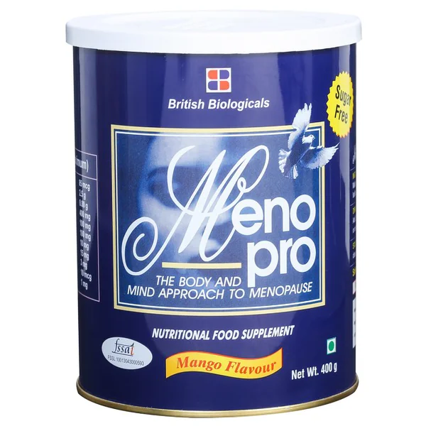 Menopro Sugar Free Mango Flavour Powder, 400 gm Tin, Pack of 1