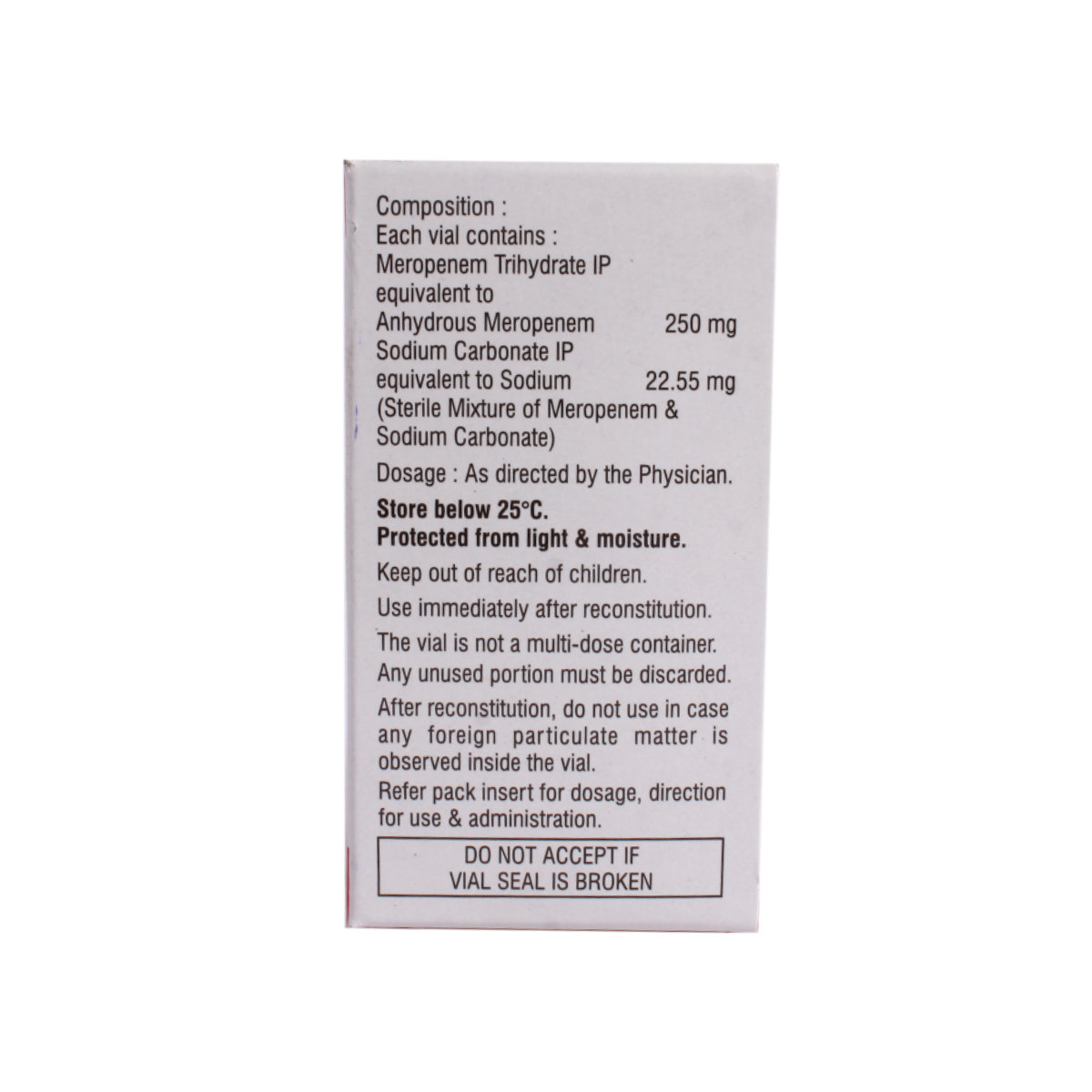 MEROTEC 250MG INJECTION, Pack of 1 Injection MEROTEC 250MG INJECTION, Pack of 1 Injection