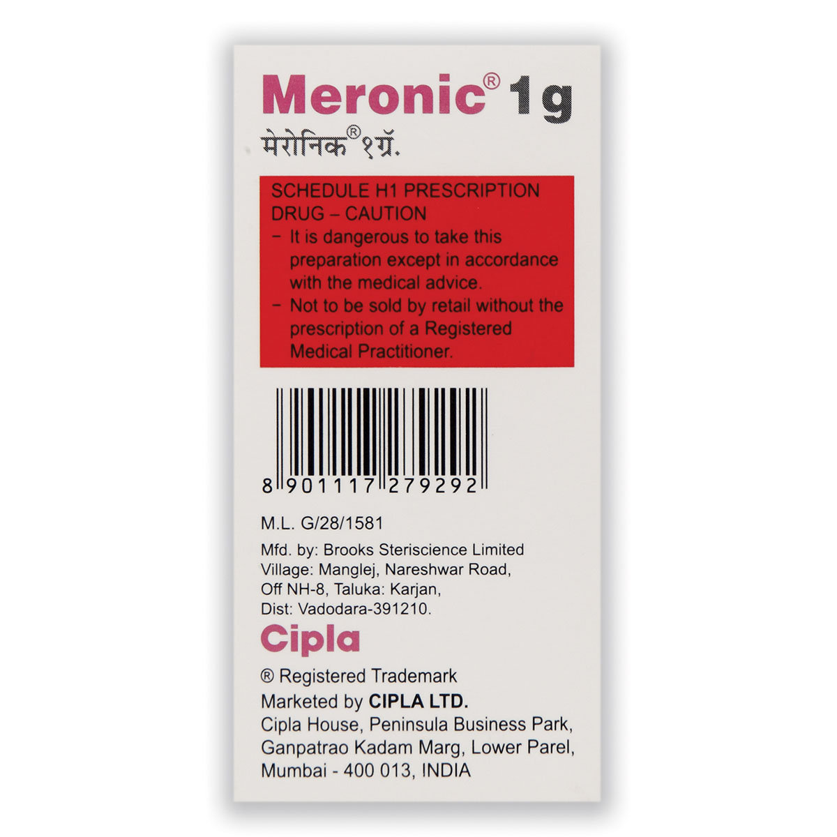 Meronic 1 gm Injection 1's, Pack of 1 Injection Meronic 1 gm Injection 1's, Pack of 1 Injection