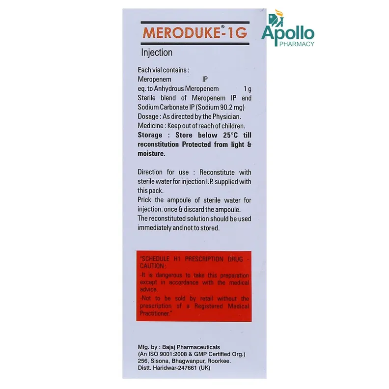 Meroque Injection Buy Meroduke 1g Injection online | Uses, Side Effects, Price and ...