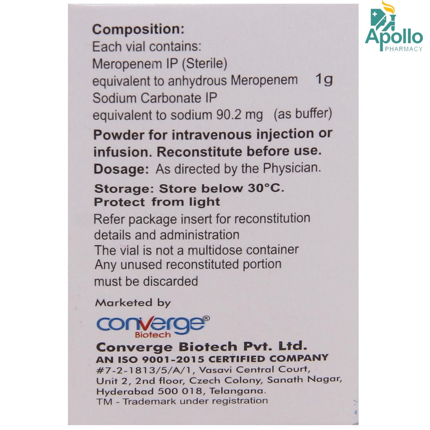 Meroseal1gm Injection, Pack of 1 Injection Meroseal1gm Injection, Pack of 1 Injection