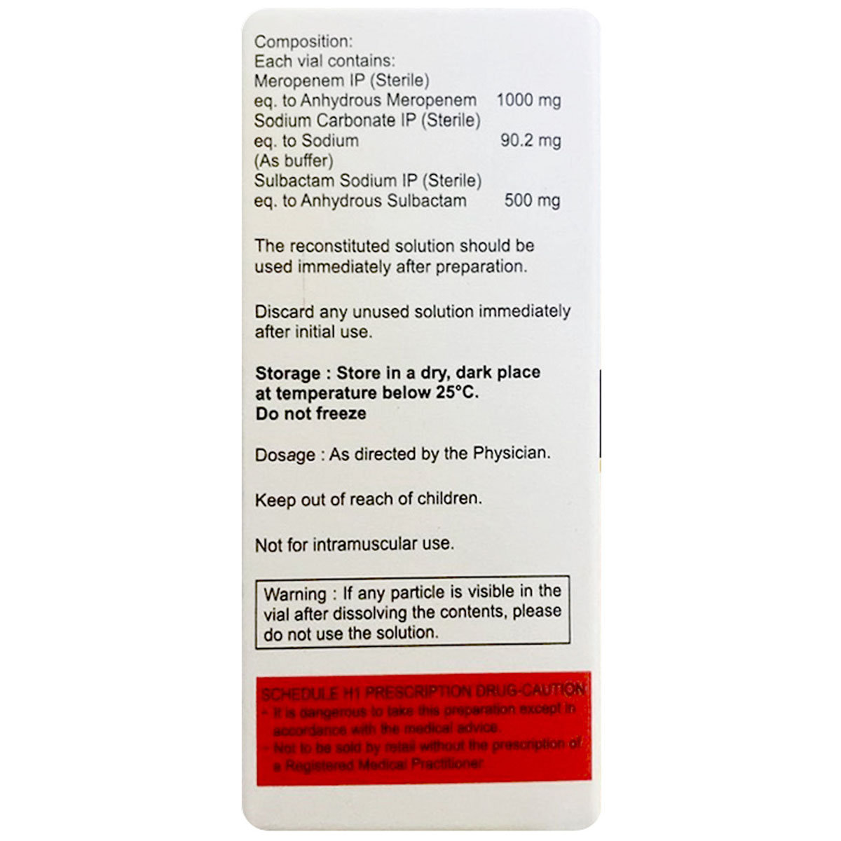 Merohuge-SB 1.5 gm Injection 1's, Pack of 1 Merohuge-SB 1.5 gm Injection 1's, Pack of 1