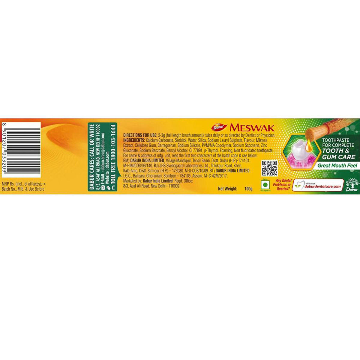 Dabur Meswak Complete Tooth & Gum Care Toothpaste, 100 gm Price ...