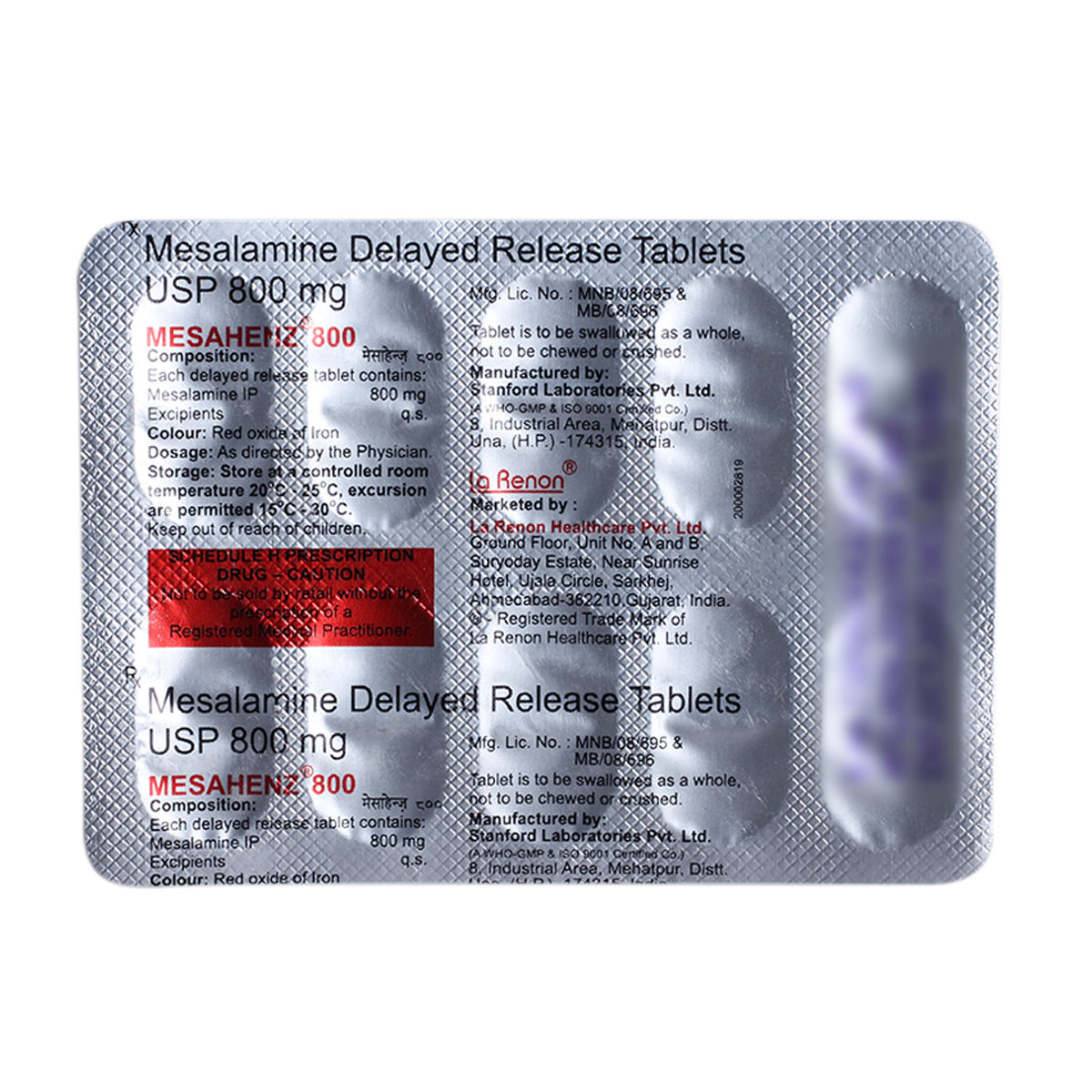 Buy Mesahenz 800 Tablet 10's Online