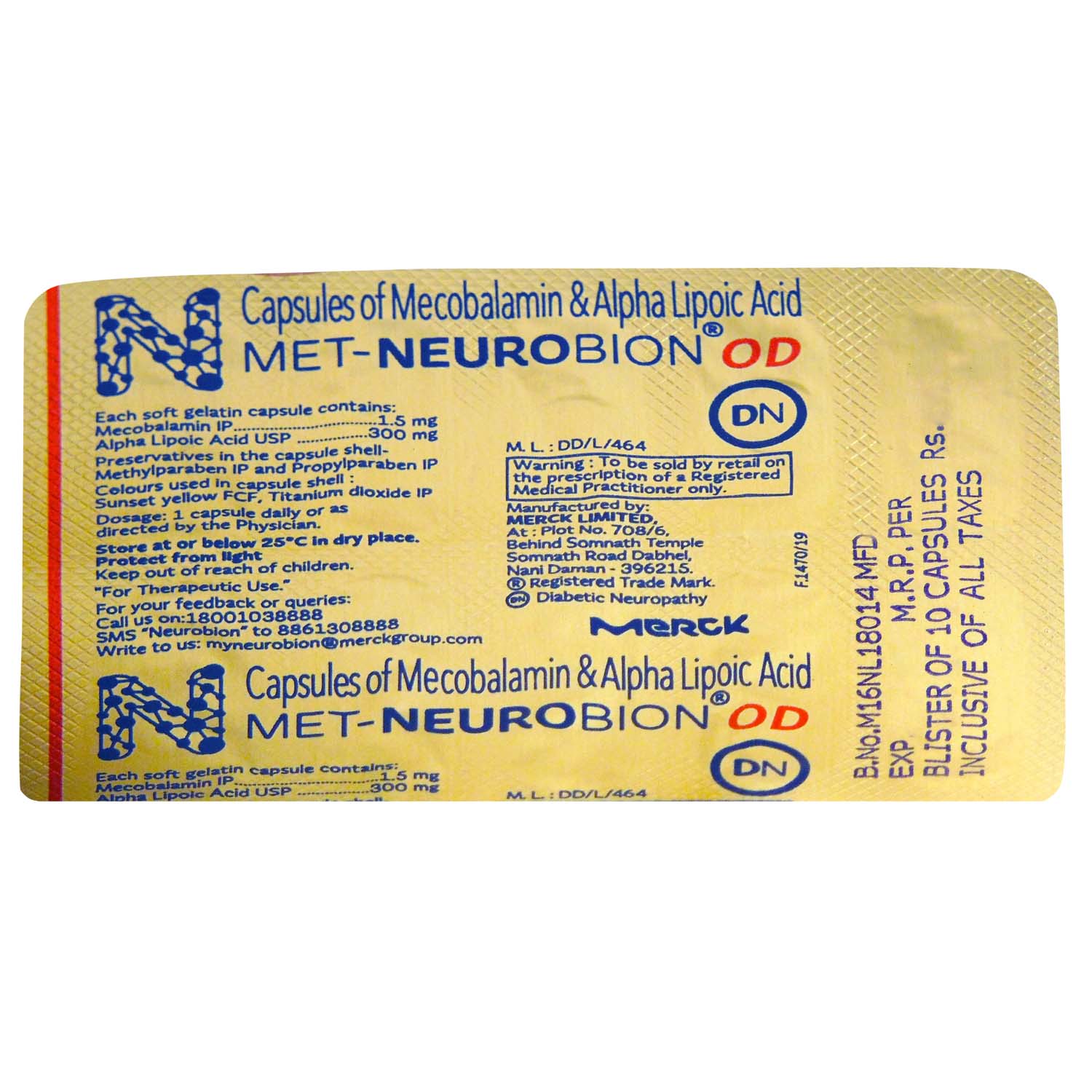 Met-Neurobion OD Capsule 10's, Pack of 10 CapsuleS Met-Neurobion OD Capsule 10's, Pack of 10 CapsuleS