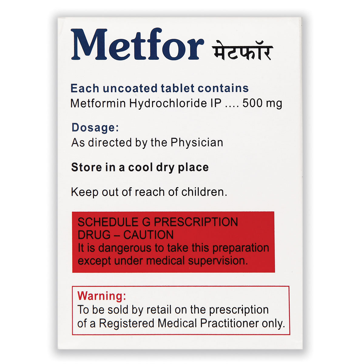 Metfor 500 mg Tablet 20's, Pack of 20 TABLETS Metfor 500 mg Tablet 20's, Pack of 20 TABLETS