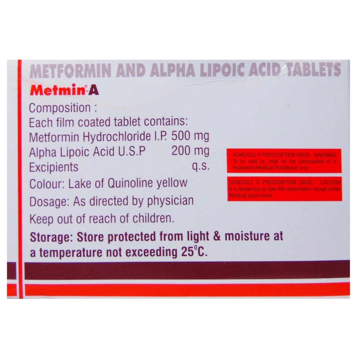 Metmin-A Tablet 10's, Pack of 10 TABLETS Metmin-A Tablet 10's, Pack of 10 TABLETS