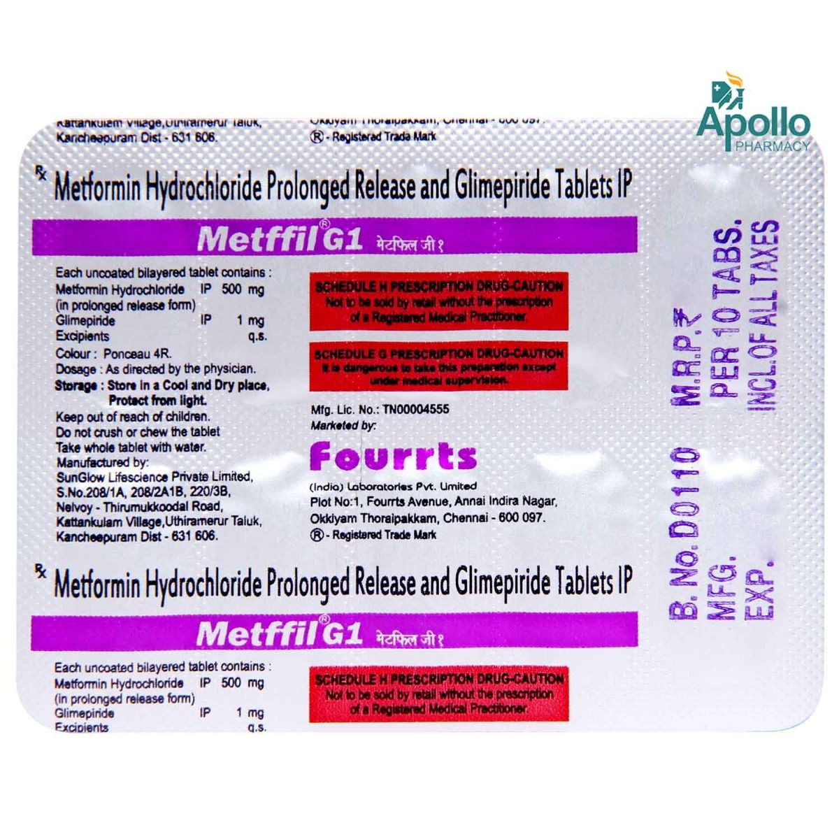 Metffil G1 Tablet 10's Price, Uses, Side Effects, Composition - Apollo ...