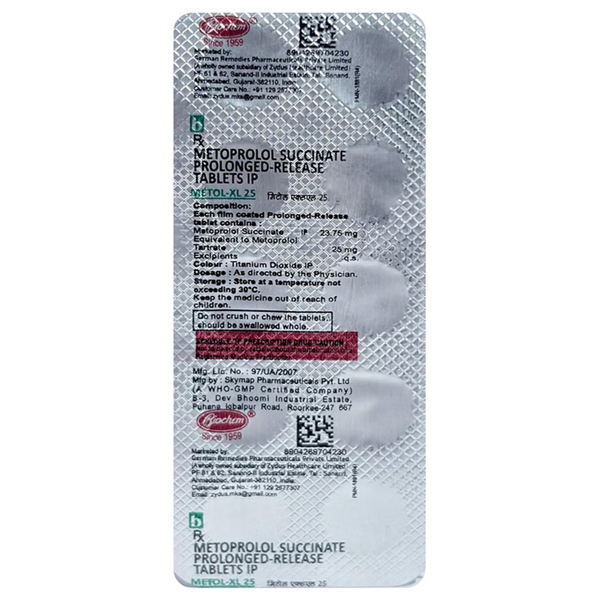 Metol XL 25 Tablet 10's, Pack of 10 TABLETS Metol XL 25 Tablet 10's, Pack of 10 TABLETS