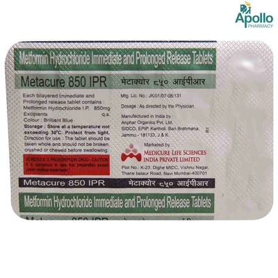 Metacure 850 IPR Tablet 10's, Pack of 10 TABLETS