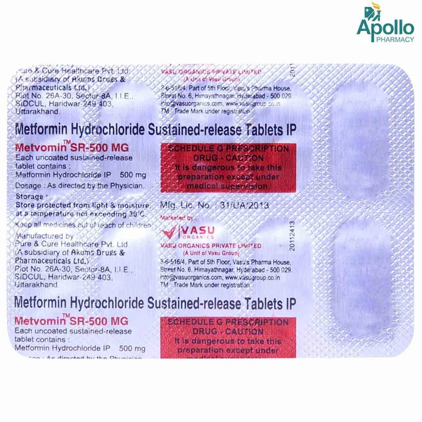 METVOMIN SR 500MG TABLET 10'S 