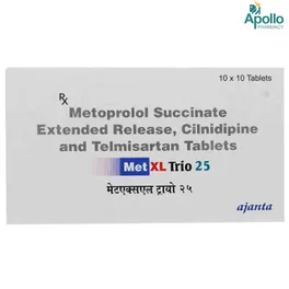 Met XL Trio 25 Tablet | Uses, Side Effects, Price | Apollo Pharmacy