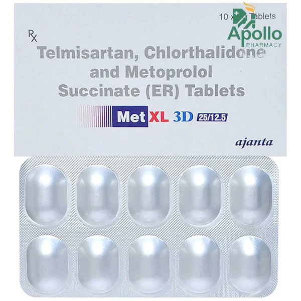 Met XL 3D 25/12.5 Tablet 10's, Pack of 10 TABLETS