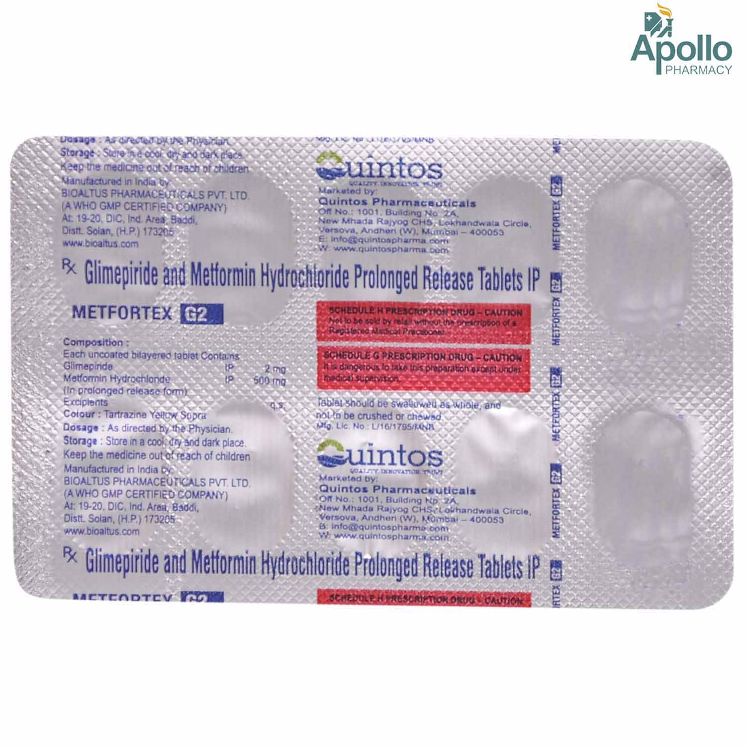 Metfortex G2 Tablet 10's, Pack of 10 TabletS Metfortex G2 Tablet 10's, Pack of 10 TabletS