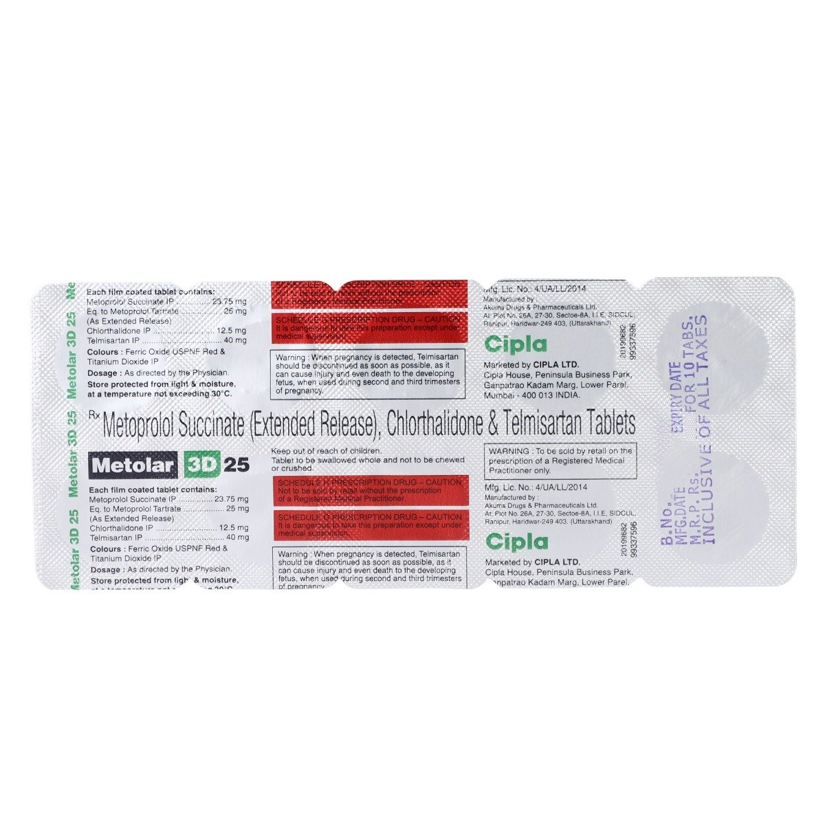 Metolar 3D 25 Tablet 10's, Pack of 10 TabletS Metolar 3D 25 Tablet 10's, Pack of 10 TabletS