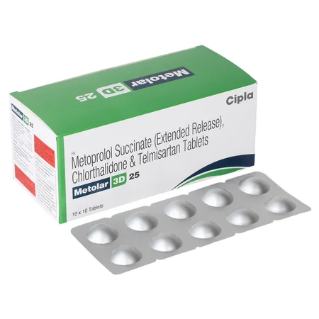 Metolar 3D 25 Tablet 10's