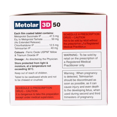 Metolar 3D 50 Tablet 10's, Pack of 10 TABLETS