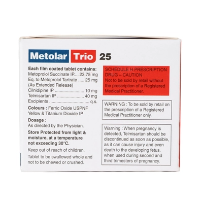 Metolar Trio 25 Tablet 10's, Pack of 10 TabletS