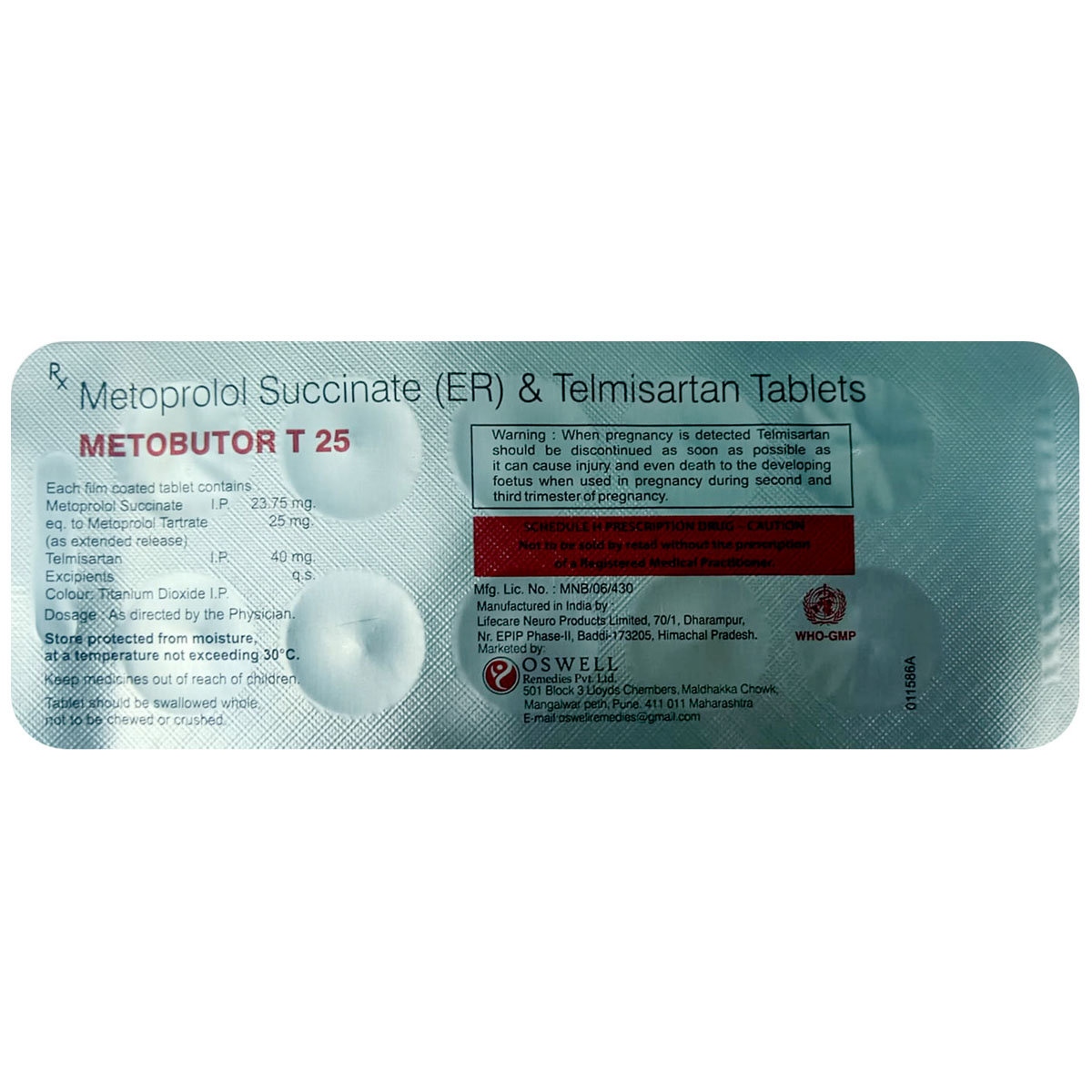 Metobutor T 25 Tablet 10's, Pack of 10 Metobutor T 25 Tablet 10's, Pack of 10