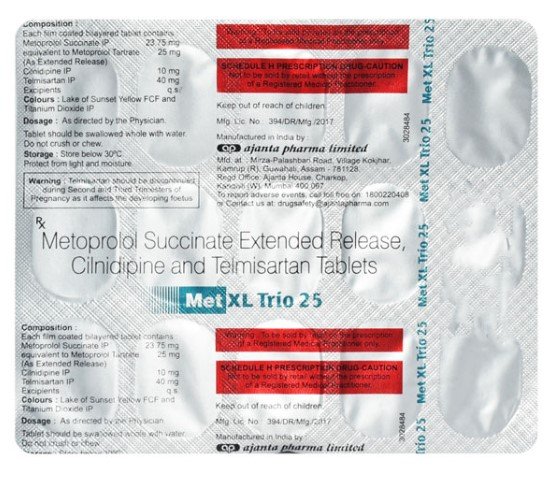 Met XL Trio 25 Tablet 15's, Pack of 15 TABLETS Met XL Trio 25 Tablet 15's, Pack of 15 TABLETS