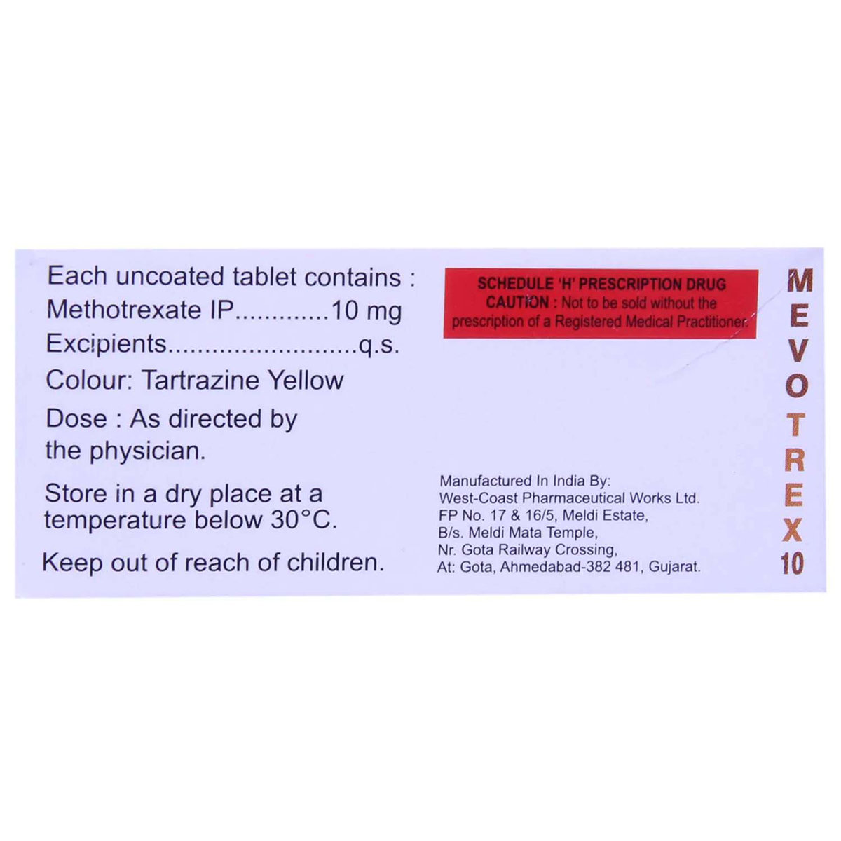 Mevotrex 10 Tablet 10's, Pack of 10 TABLETS Mevotrex 10 Tablet 10's, Pack of 10 TABLETS