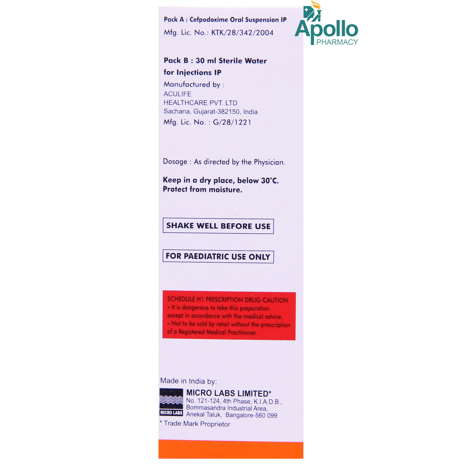 Microcef 100 Oral Suspension 30 ml, Pack of 1 Liquid Microcef 100 Oral Suspension 30 ml, Pack of 1 Liquid