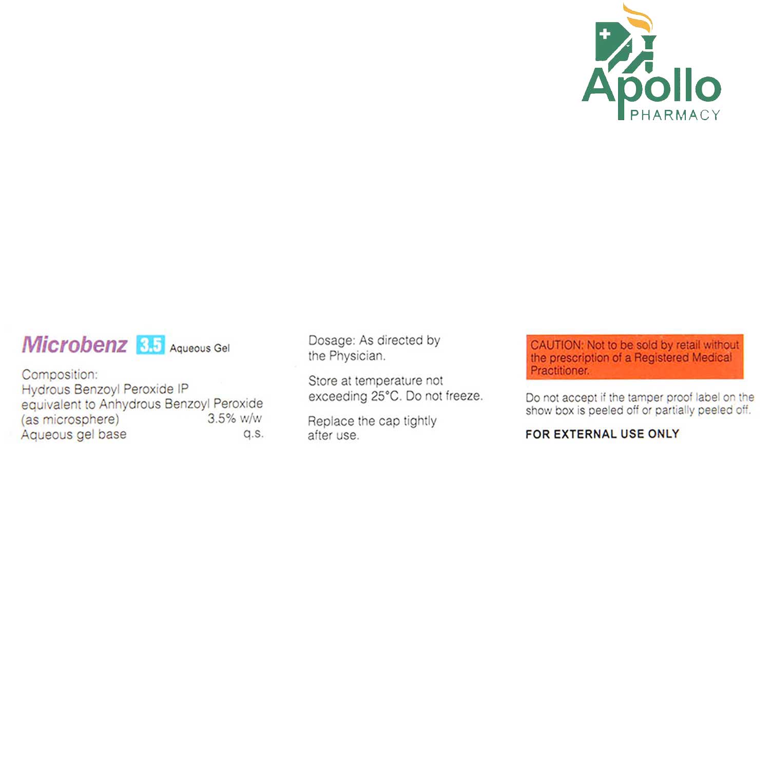 Microbenz 3.5% Aqueous Gel 15 gm, Pack of 1 GEL Microbenz 3.5% Aqueous Gel 15 gm, Pack of 1 GEL