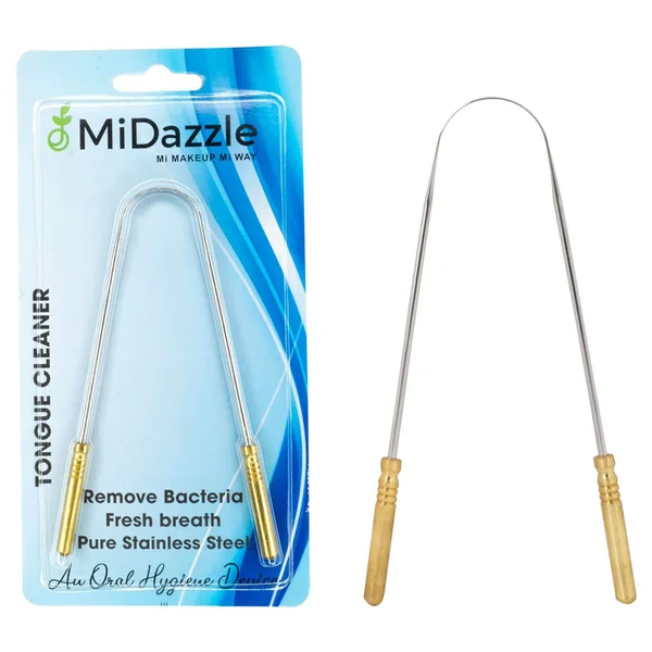 Midazzle Tongue Cleaner Steel Brass Handle (Miot7503), 1 Count