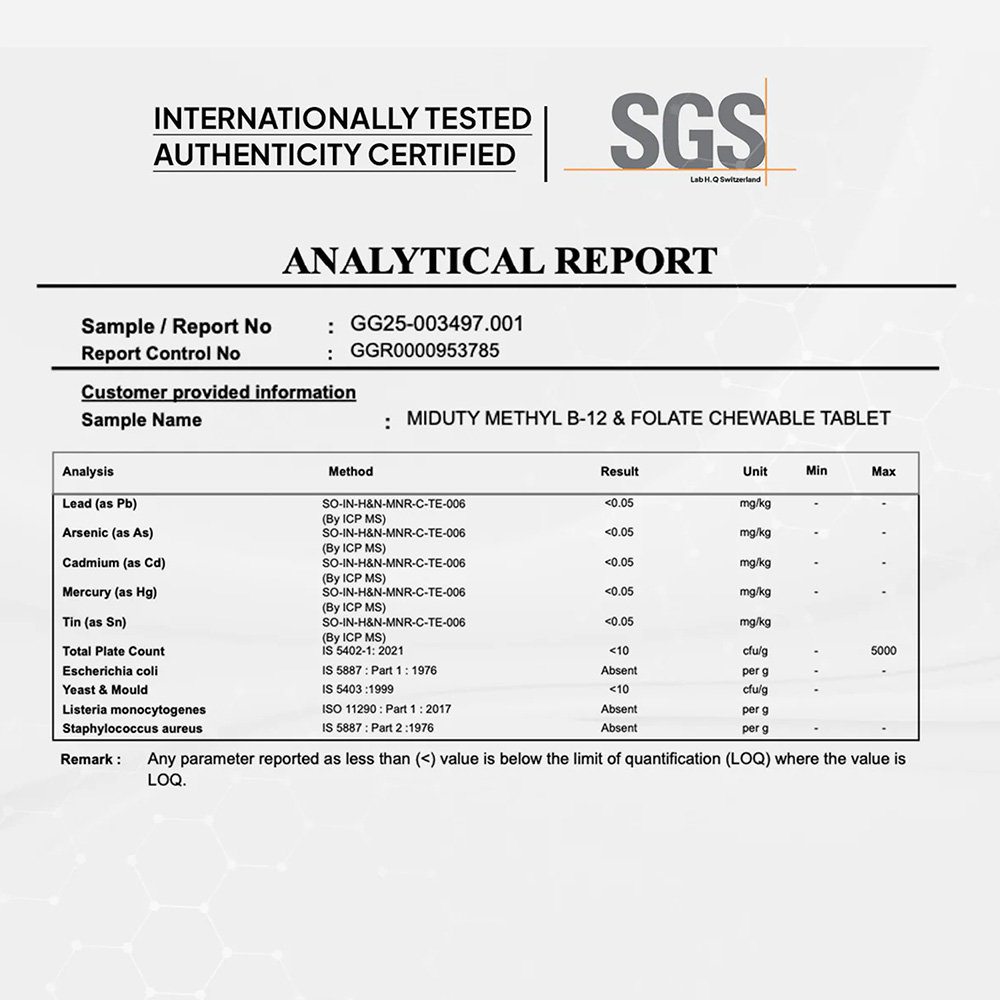 Miduty Vitamin B12 Methyl Folate Fast Absorption Methylcoblamin Vitamin B6, 60 Chewable, Pack of 1 Miduty Vitamin B12 Methyl Folate Fast Absorption Methylcoblamin Vitamin B6, 60 Chewable, Pack of 1