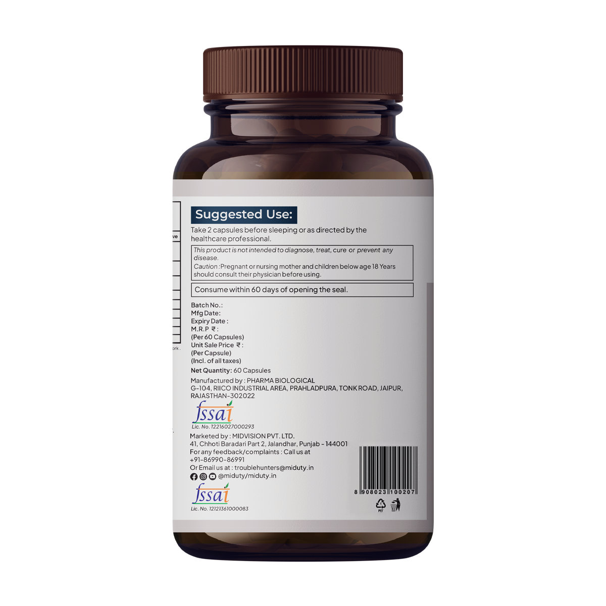 Miduty Magnesium Relax Chelated Migraine High BP Constipation Magnesium Bisglycinate, 60 Capsules, Pack of 1 Miduty Magnesium Relax Chelated Migraine High BP Constipation Magnesium Bisglycinate, 60 Capsules, Pack of 1