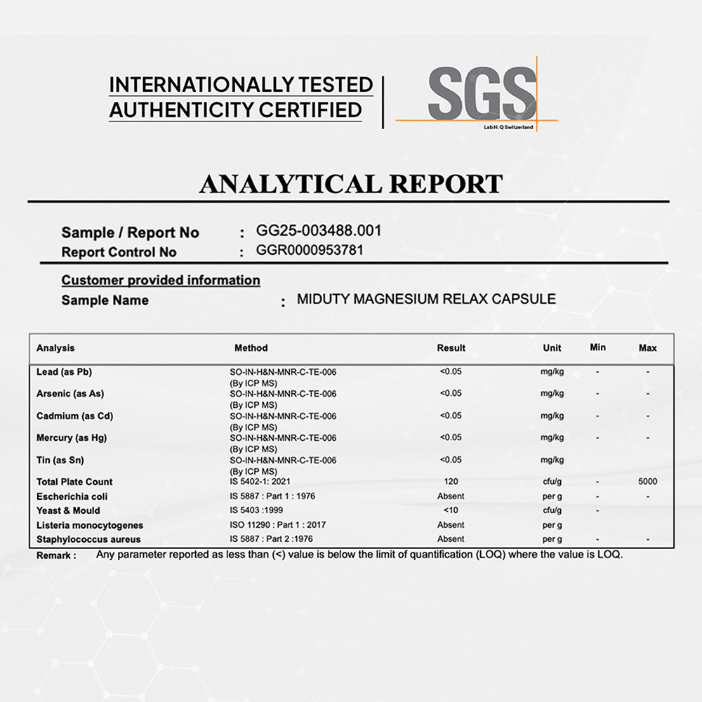 Miduty Magnesium Relax Chelated Migraine High BP Constipation Magnesium Bisglycinate, 60 Capsules, Pack of 1 Miduty Magnesium Relax Chelated Migraine High BP Constipation Magnesium Bisglycinate, 60 Capsules, Pack of 1