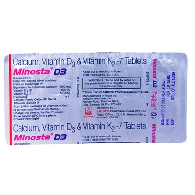 MINOSTA D3 TABLET, Pack of 10 TABLETS