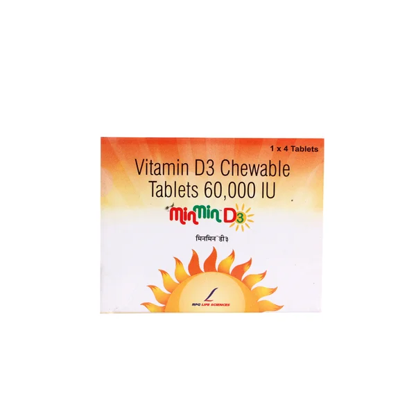 Minmin D3 60K Chewable Tablet 4's, Pack of 4