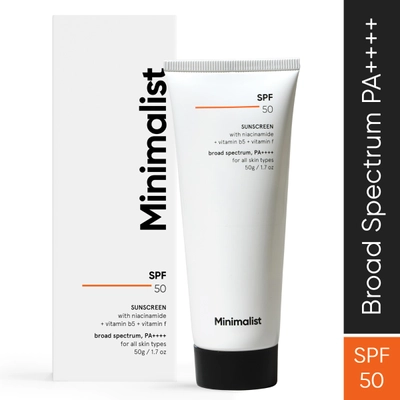 Minimalist SPF 50 PA++++ Sunscreen 50 gm| No Whitecast and Contains Multi Vitamins, Pack of 1