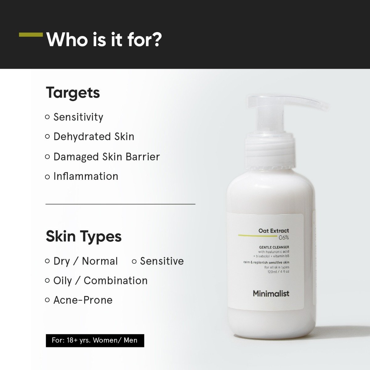 Minimalist 06% Oat Extract Gentle Cleanser 120 ml| For Senstitive Skin, Pack of 1 Minimalist 06% Oat Extract Gentle Cleanser 120 ml| For Senstitive Skin, Pack of 1