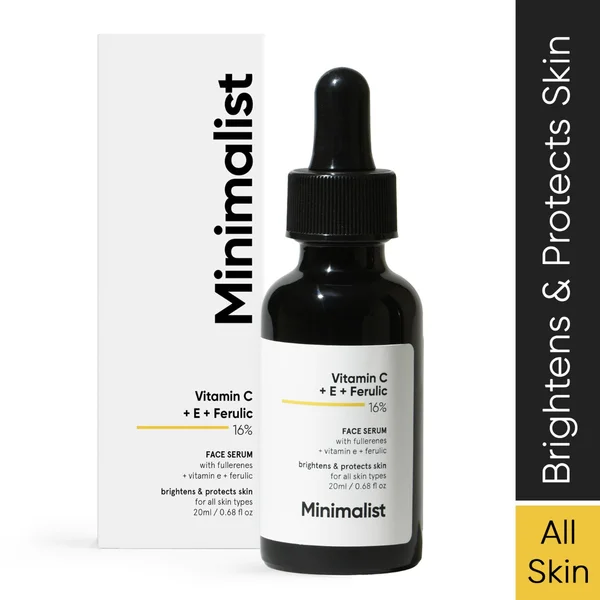 Minimalist 16% Vitamin C + E + Ferulic Acid Face Serum 20 ml | For Skin Brightening, Pack of 1