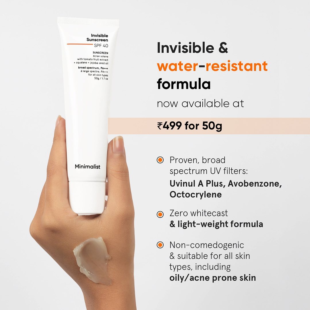 Minimalist SPF 40 PA+++ Invisible Sunscreen 50 gm | Light Gel Based Formula, Pack of 1 Minimalist SPF 40 PA+++ Invisible Sunscreen 50 gm | Light Gel Based Formula, Pack of 1